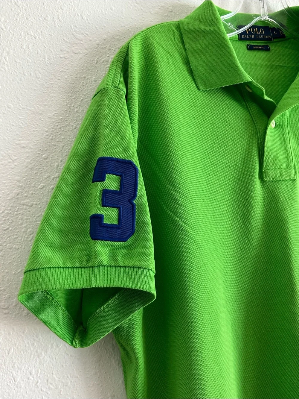 Polo Ralph Lauren Polo Shirt Men's Size L Green Custom Fit Big Pony